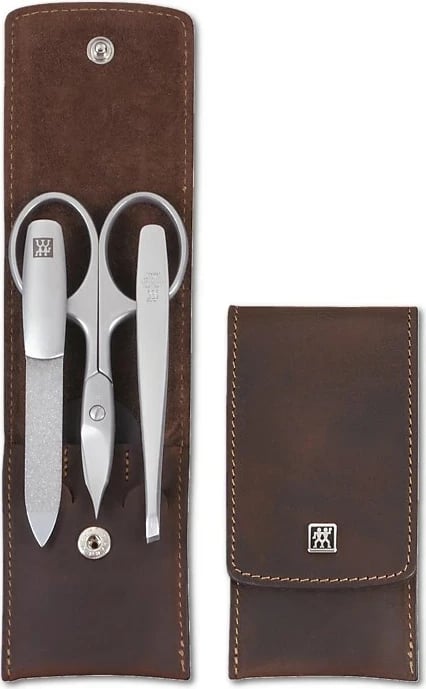 Set udhëtimi Zwilling Twinox, 3 pjesë, Mbështjellës lëkure, Kafe