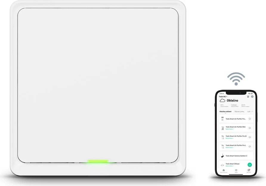Ndërruesi inteligjent TESLA TSL-SWI-WIFI1, i bardhë