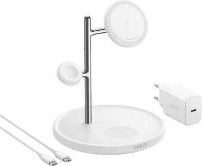 Stacion karikimi Anker MagGo, USB, karikim pa tela, Bardhë