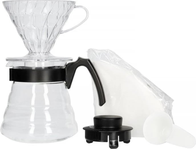 Set për kafe HARIO V60, manual, 0.6 L, i zi