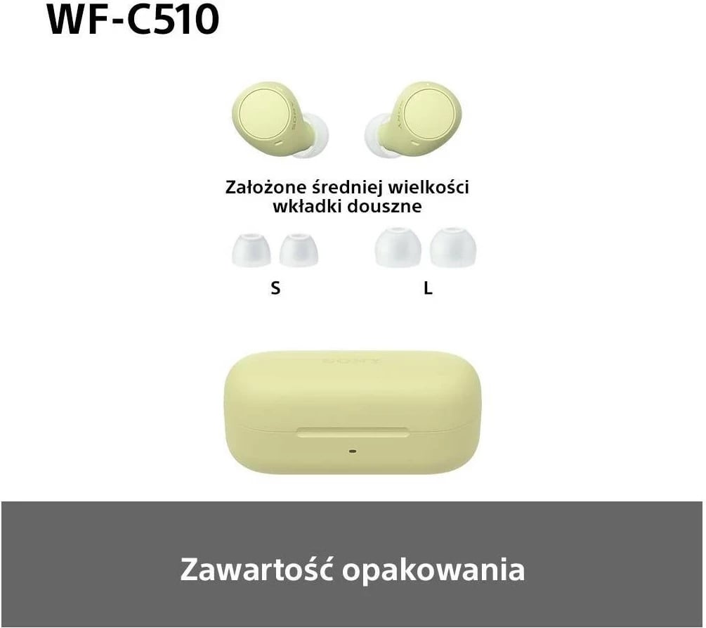 Kufje Sony WF-C510, True Wireless, Bluetooth 5.3, të verdha