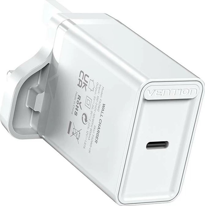 Karikues rrjeti Vention FADX0 USB-C, 20W, i bardhë