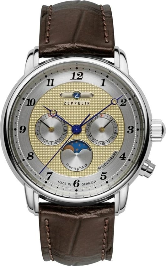 Orë dore Zeppelin Friedrichshafen 85365, 40mm, Lëkurë kafe