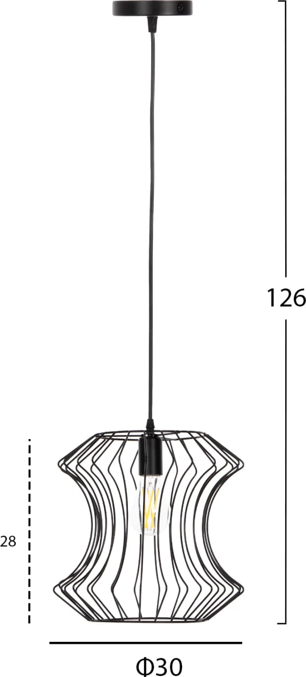 Llambë varëse tavani, metal i zi, FH4112, Φ30x126H cm