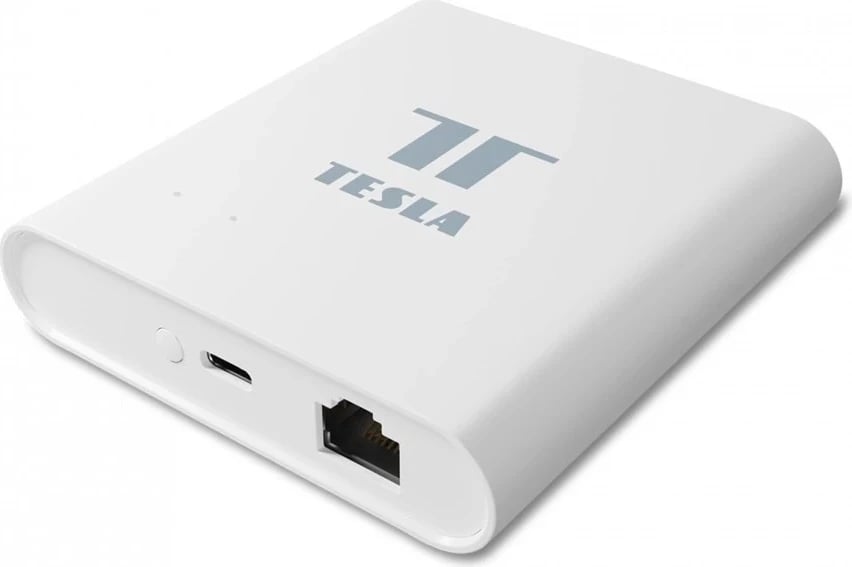 Kontrollues i pajisjeve Tesla TSL-GW-GT03ZG Smart RJ-45 Zigbee Hub, i bardhë