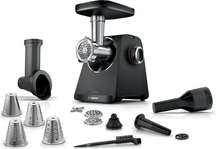 Makinë mishi Bosch MFWS440B, 1900 W, E zezë, Argjendtë