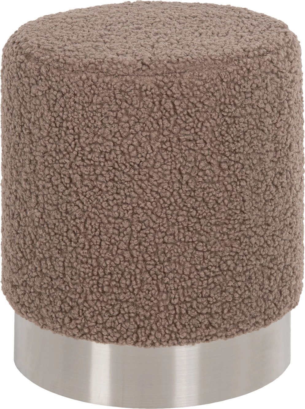 Karrige për bar LEVY FH8408.25 pëlhurë boucle ngjyrë kafe e çelët-bazë argjendi Φ35x42H cm