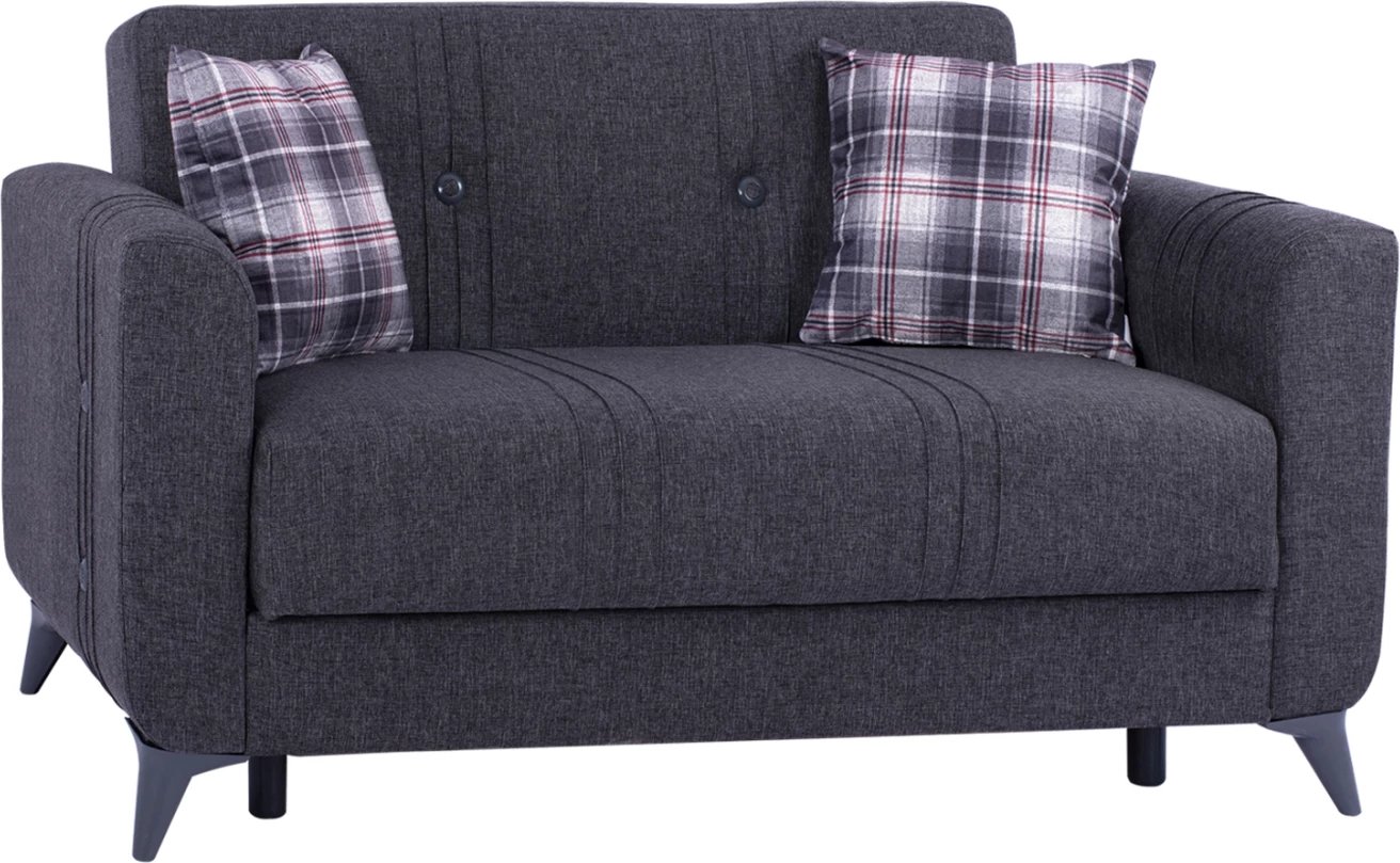 Divan 2 vendësh KRISTINA FH3165.20 gri me këmbë antracit 150x80x83 cm