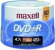 DVD+R Maxell 4.7GB 16x, 50 copë