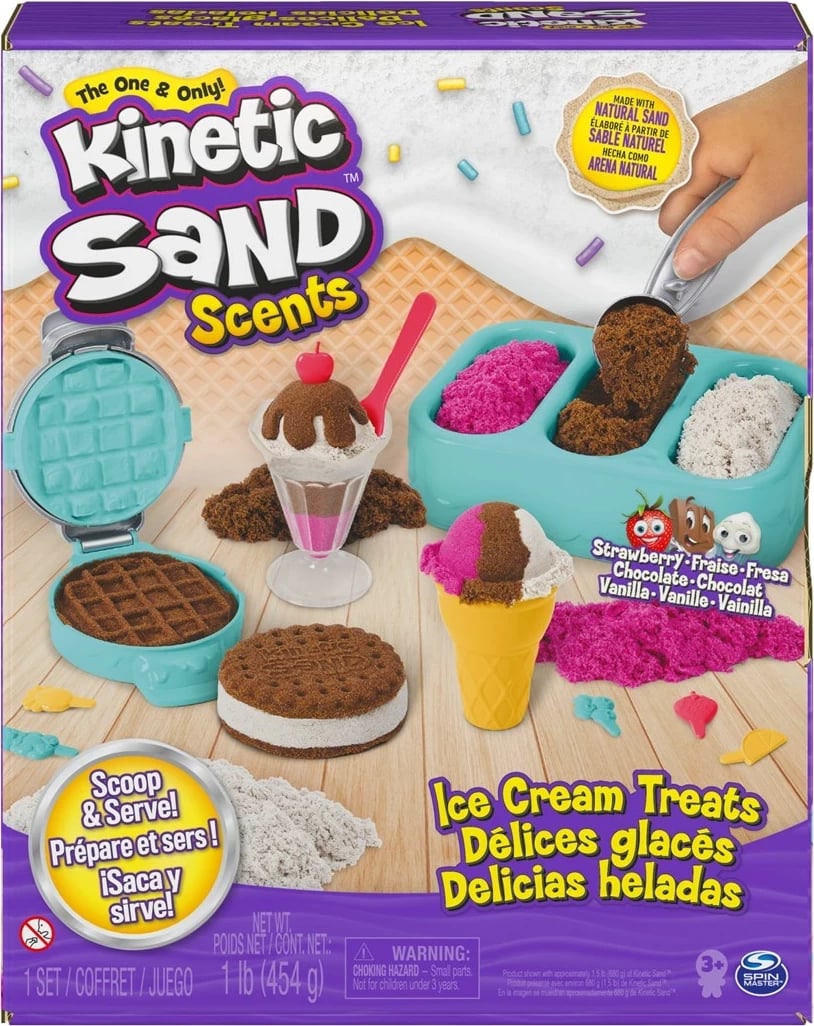Set lodrash Kinetic Sand Scents, Ice Cream Treats, për fëmijë, Rozë