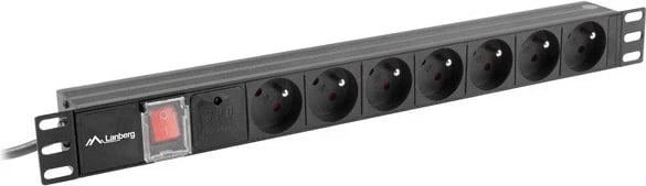 PDU Lanberg 1U 16A 7x230V 2m, e zezë