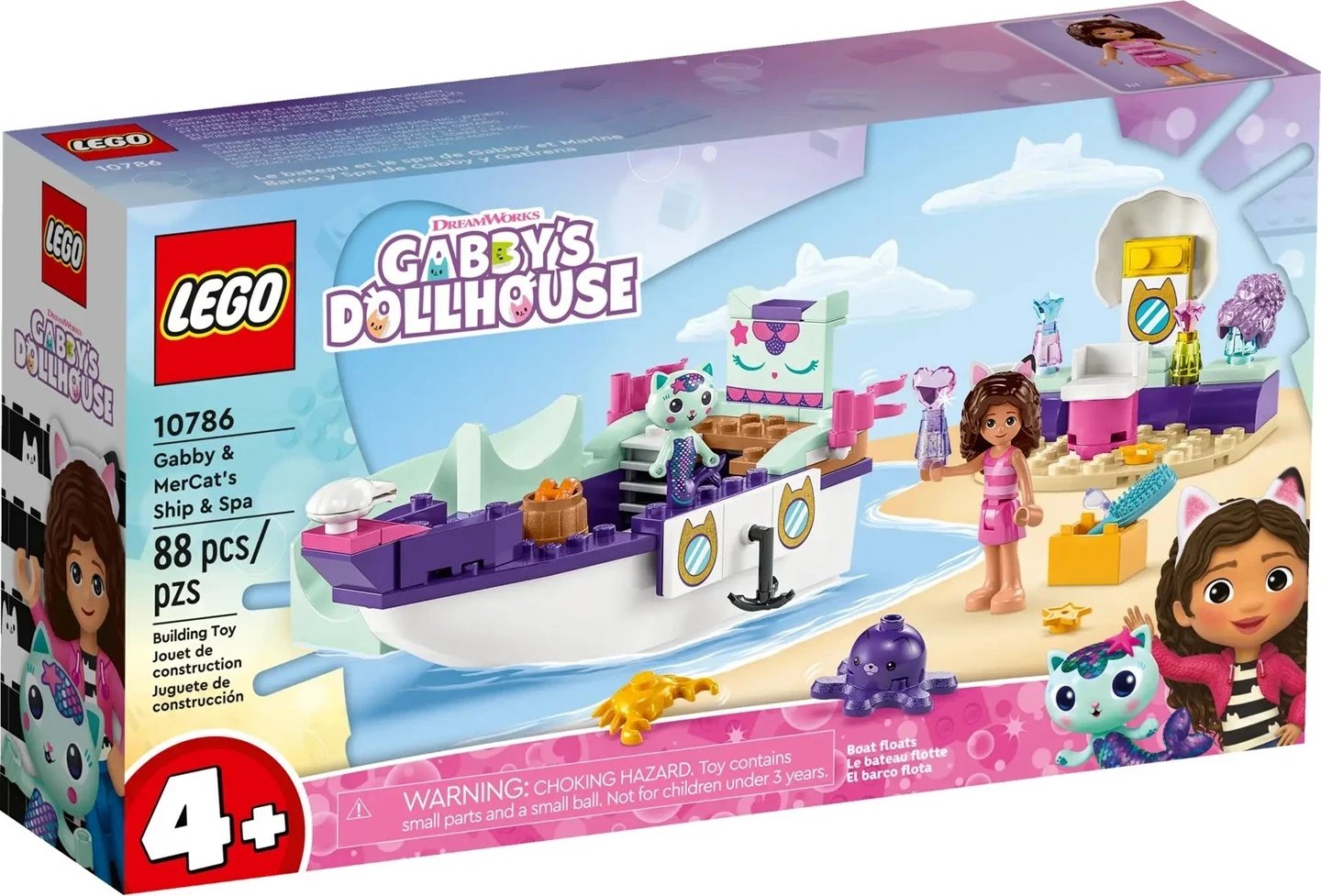 Set LEGO Gabby's Dollhouse 10786 Gabby & Mercat's Ship & Spa, shumëngjyrësh