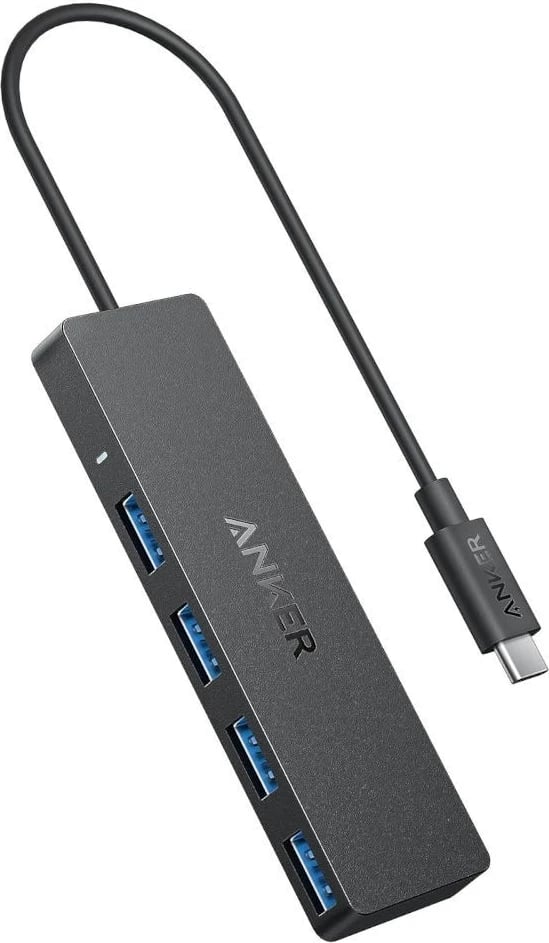 HUB Anker A8309G11, USB-C - 4x USB-A, 5 Gbps, e zezë