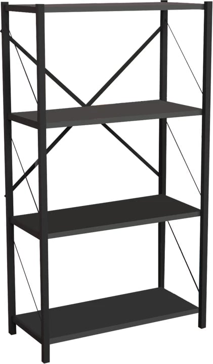 Raft librash Jackrey pakoworld, melaminë anthracite-metal i zi, 60x30x114cm