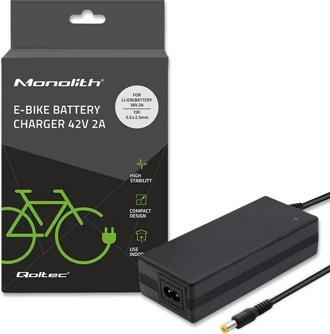 Karikues Qoltec 50761 për bateri e-bike, i zi
