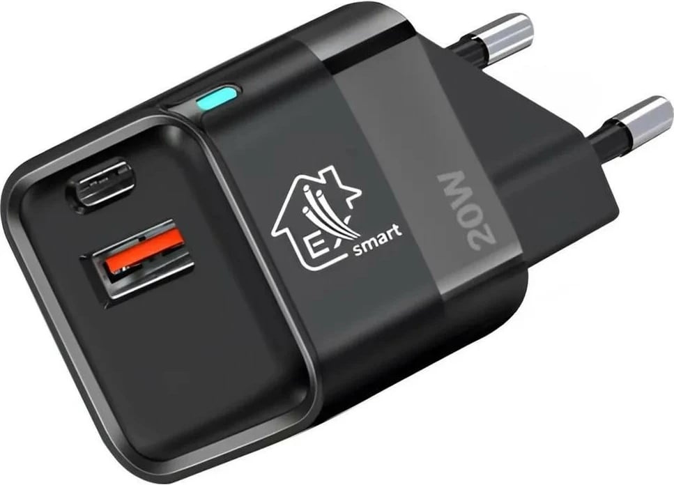 Mbushës rrjeti Extralink Smart Life 20W, USB-C + USB-A, i zi