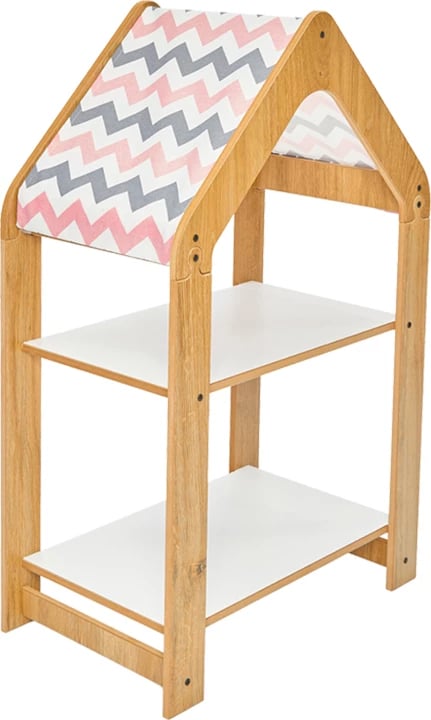 Raft Montessori Zoilen, natyral-bardhë-rozë, MDF, 50x30x80cm