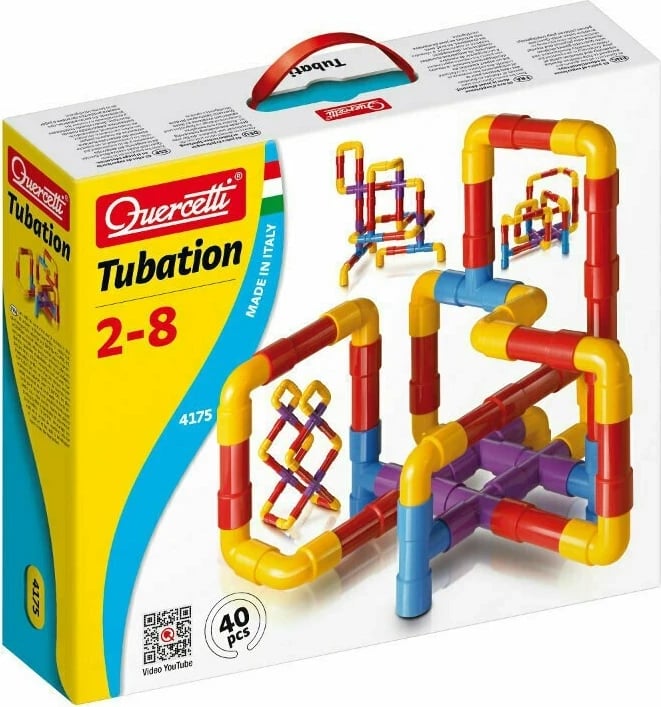 Lojë ndërtimi Quercetti Tubation 4175, për fëmijë, Verdhë