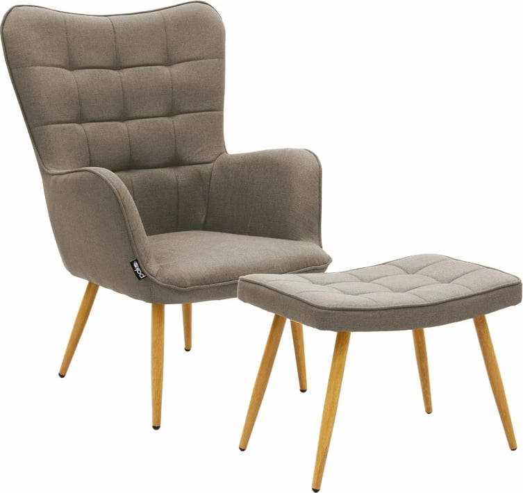 Fotelja Maddison me tabure-kushinetë, material pakoworld, bezhë-natyrale, 69x74x98cm