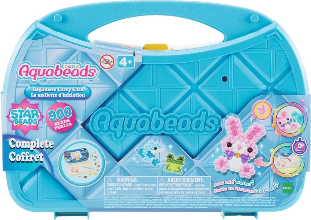 Set Aquabeads Starter Kit me Kasë, 900 rruaza, Blu