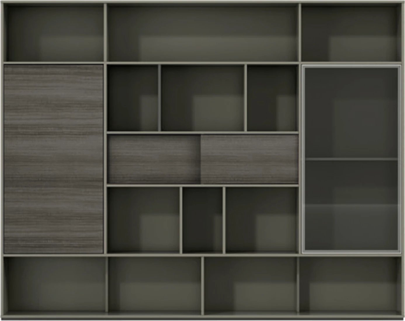 Bibliotekë profesionale për zyre, Lux Series, 240x40x190, ngjyrë mocha dhe hiri, FH2120