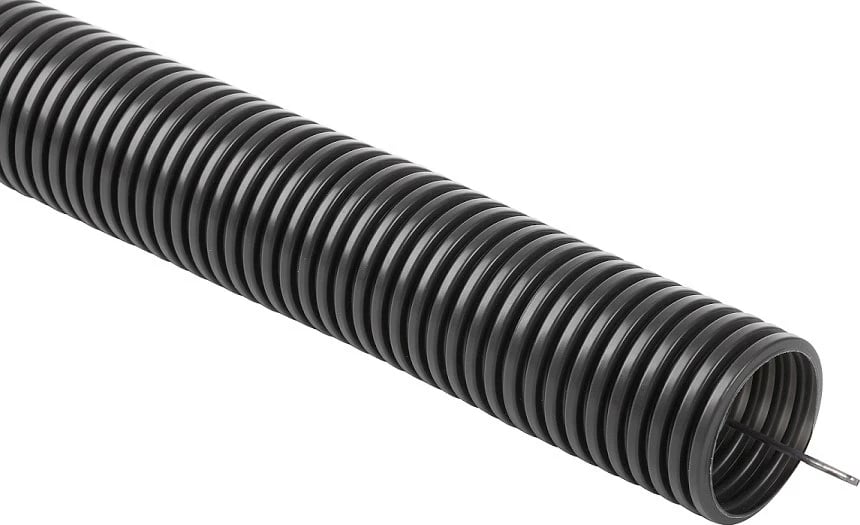 Tub fleksibël i valëzuar, PVC, 25m, i zi