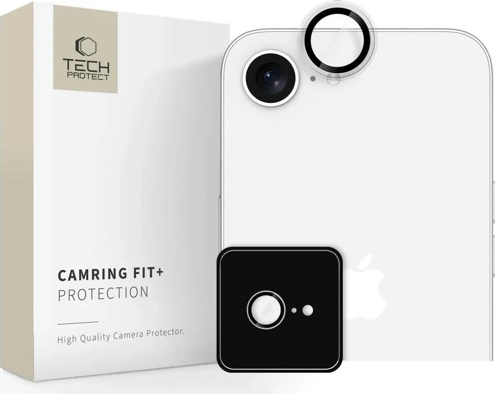Xham mbrojtës Tech-Protect Camring Fit+ për Apple iPhone 16E, transparent