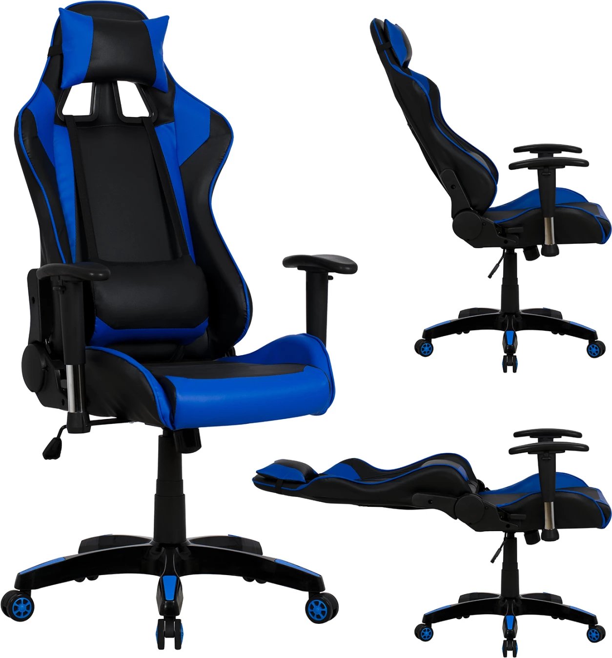 Karrige gaming për zyre, FH1056.08, Racing, ngjyrë zezë-blu, 67x70x134 cm
