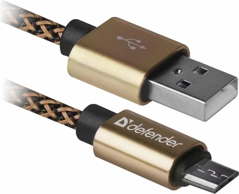 Kabëll USB Defender 1.0m, 2.1A, ngjyrë ari