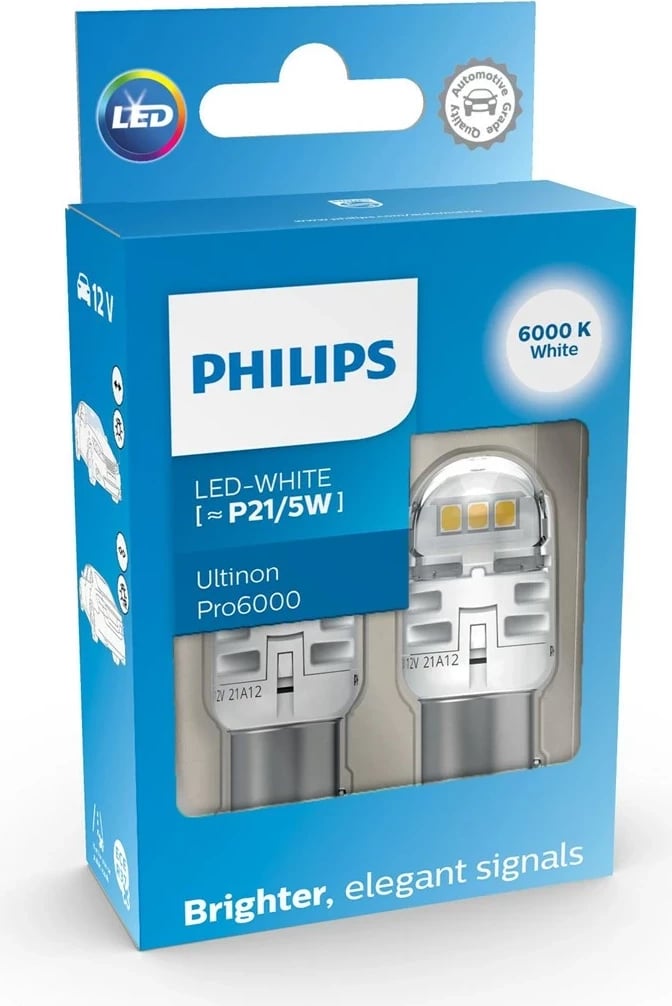 Llambë sinjalizuese Philips Ultinon Pro6000, LED, E bardhë e ftohtë, Set 2 copë