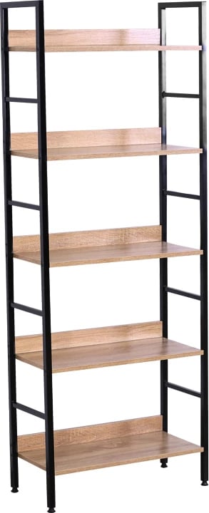 Bibliotekë Elbo pakoworld, ngjyrë natyrale e zezë, 60x28x160cm