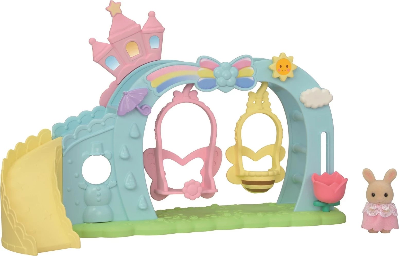 Set lodrash Sylvanian Families Nursery, rrëshqitëse dhe luhatëse, shumëngjyrëshe