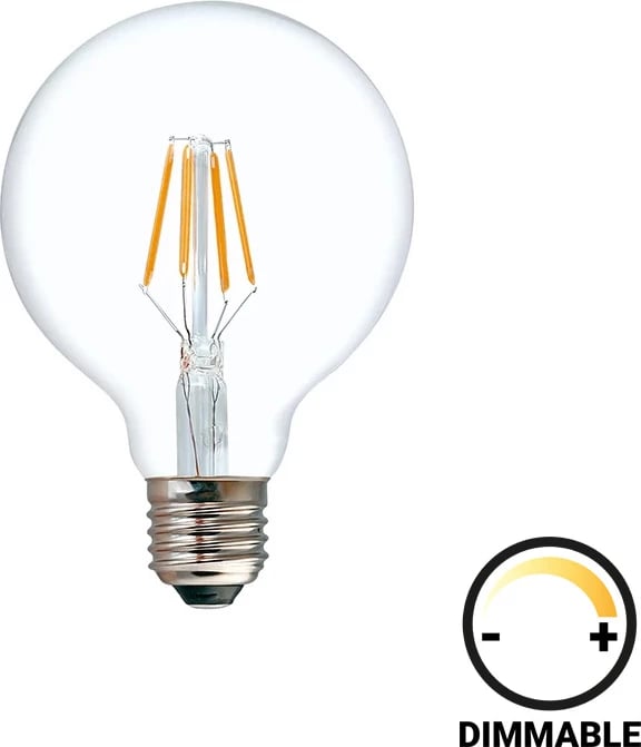 Llambë LED G125, dimmable, 8W, E27, e qartë