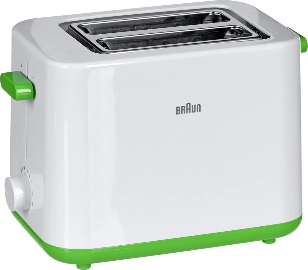 Toster Braun HT 1010, 2 feta, 900 W, Gjelbër, Bardhë