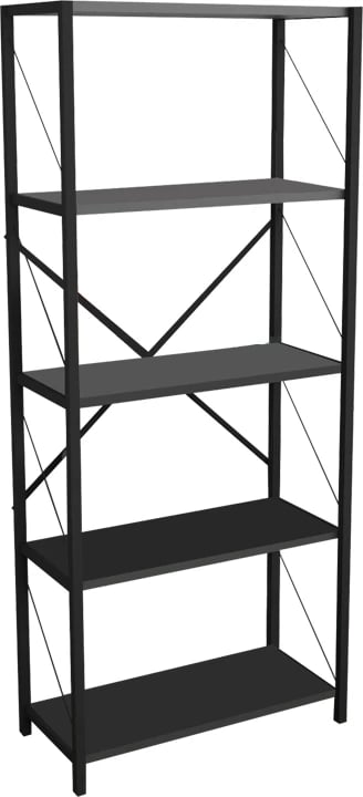 Raft librash Draizy pakoworld melaminë antracit-metal i zi 60x30x150cm