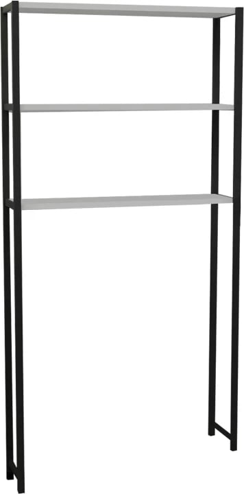 Kabinet për lavanderi Bothy pakoworld, melaminë e bardhë-metal i zi, 70x21x150cm