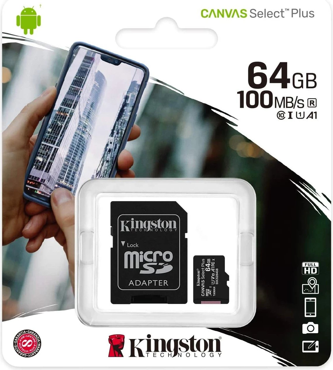 Kartelë microSD Kingston 64GB Classe 10 SDCS2/64GB me Adattatore SD