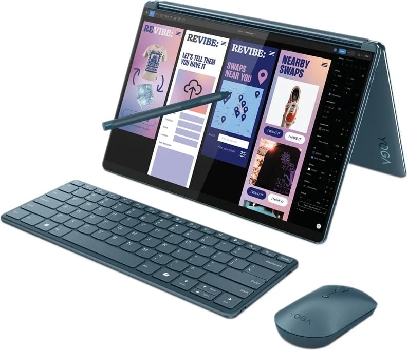 Laptop Lenovo Yoga Book 9 13IMU9, 2x13.3", Intel Core Ultra 7, 32GB RAM, 512GB SSD, i kaltër