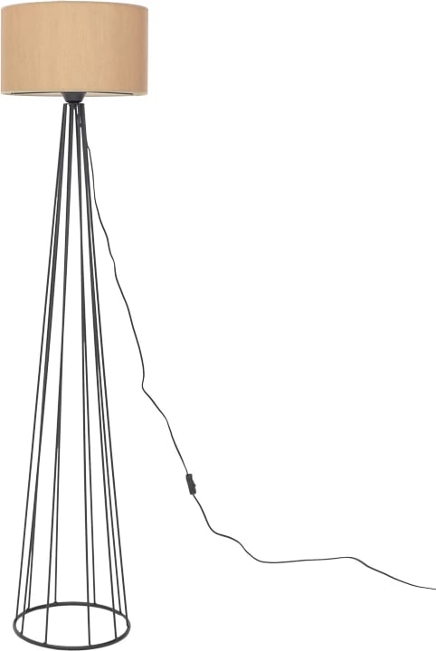 Llambë dyshemeje Florencia pakoworld E27, pëlhurë bezhë-metal i zi, D40x125cm