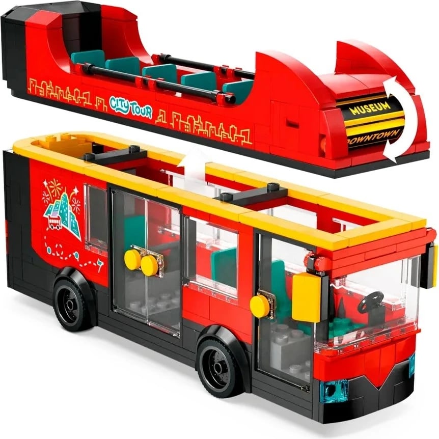 Set LEGO City 60407, Autobus i kuq dykatësh, 5 minifigura