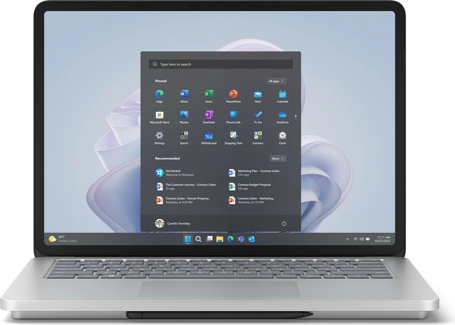 Laptop Microsoft Surface Laptop Studio 2, 14.4", Intel Core i7, 64 GB, 2 TB, NVIDIA GeForce RTX 4060, platinum