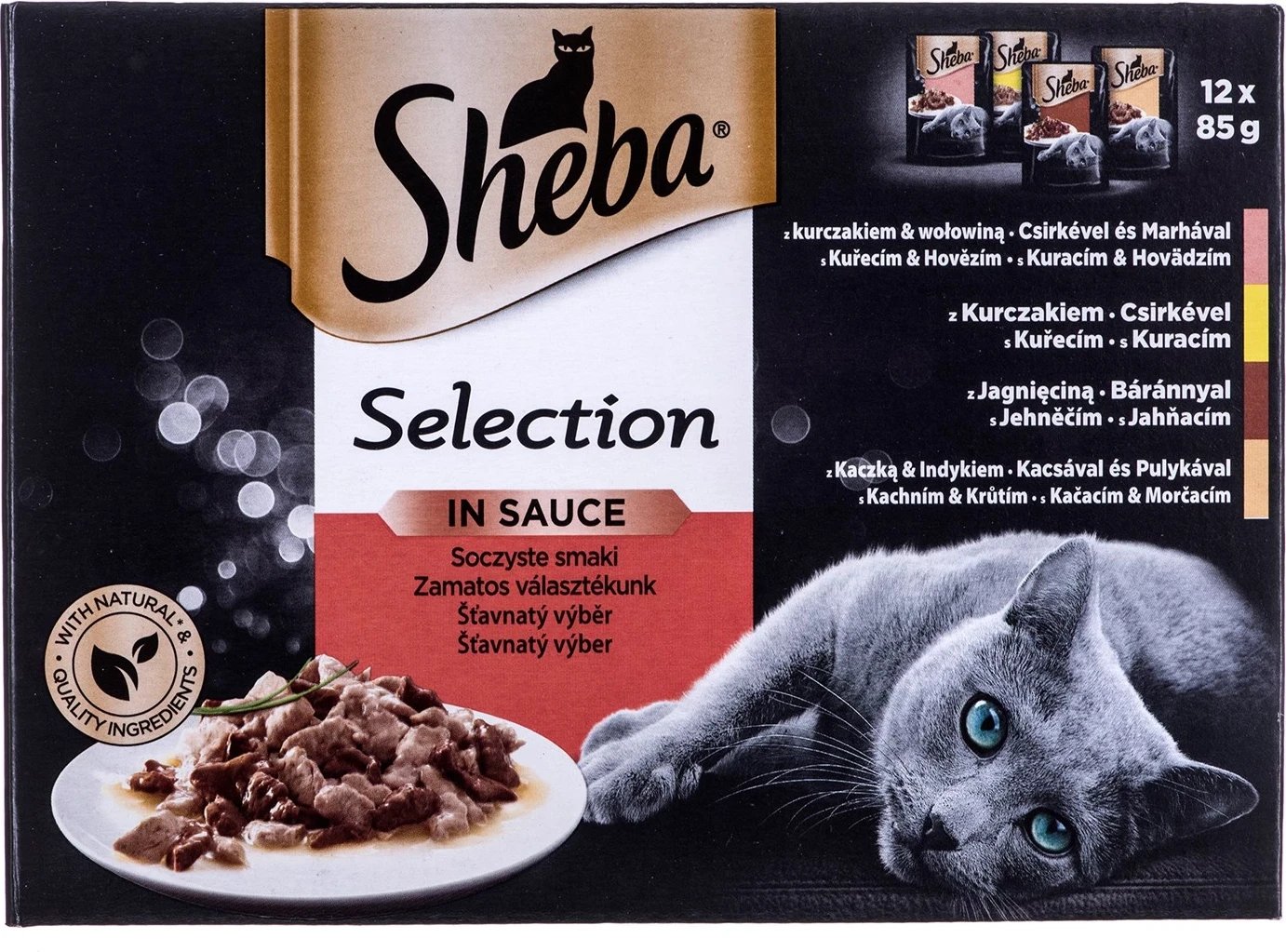 Ushqim për macet Sheba Selection në salcë, Aromat e lëngshme 12 x 85 g