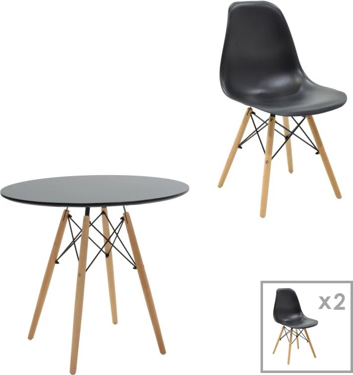 Set mobiljesh për dhomë ngrënieje studentore Julita, pakoworld, 3 copë, Φ80x73cm