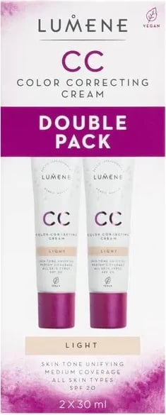 Fondatinë Lumene CC Color Correcting Cream SPF20 Light tuplapakkaus