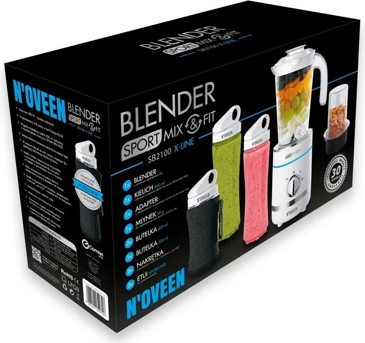 Blender N'OVEEN Sport Mix & Fit SB2100 X-LINE, i bardhë