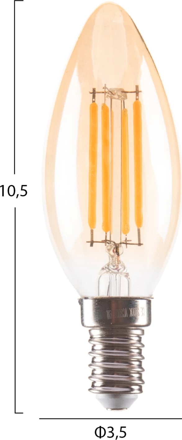 Llambë LED filament, 4W, E14, 3000K, ngjyrë ari, e zbehtë