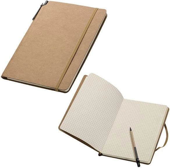 Fletore ekologjike MACMA me elastik dhe stilolaps, 21x14.8x1.1cm