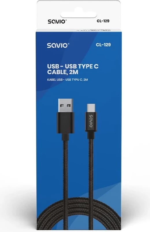 Kabllo USB Savio CL-129, 2m, e zezë