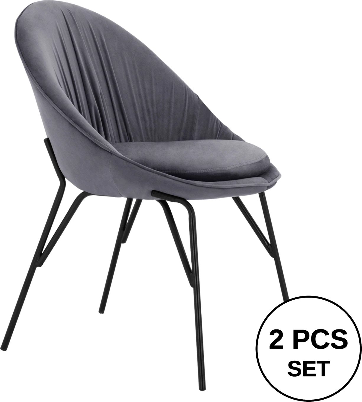 Karrige Kelsey Velvet Gri me këmbë të zeza FH8684.11 59x63x84 cm., set prej 2 copë