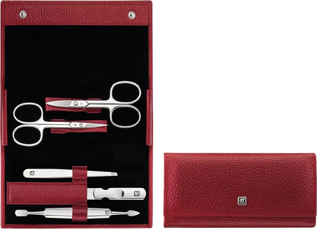 Set manikyr ZWILLING Classic Inox, 5 pjesë, Kasë lëkure e kuqe